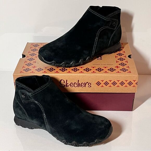 Skechers Bikers Lite Good Mood Suede Ankle Boots - Picture 5 of 7